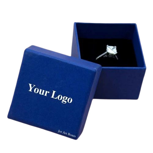 Jewellery Packaging Box - Cardboard Material, Blue Color, Printed Design | Bio-Degradable, Eco-Friendly, Waterproof for Rings