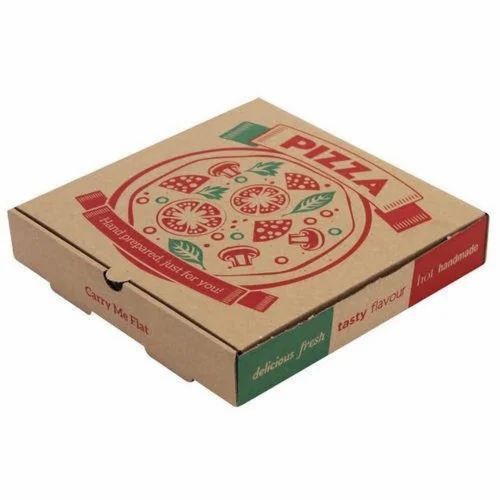 Pizza Packaging Box - 3 Ply, Brown Corrugated Paper | Light Weight, Handmade Design for Safe Pizza Delivery