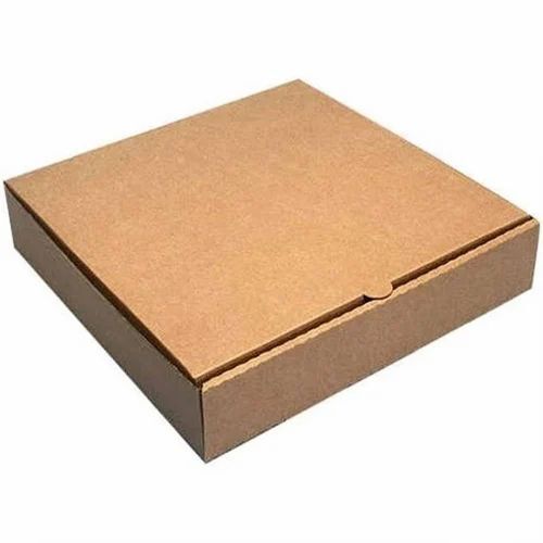 Pizza Packaging Box - Corrugated Paper | Size: 8X8X1.5 Inches, Square Shape, Brown Color, Single Wall 3 Ply, 120 GSM