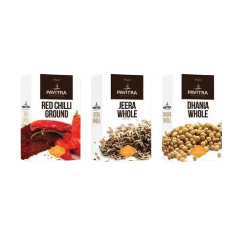 Spice Packaging Box - Bleached Kraft Paperboard, 500 Gram Capacity, Rectangular Shape , Multi Color Printed Design