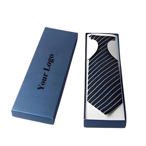 Tie Packaging Box - Rectangular Design, 7.5x4.5x2.5 Inch, 115/125 GSM Paper with Moisture Proof and Foil Stamping Finish