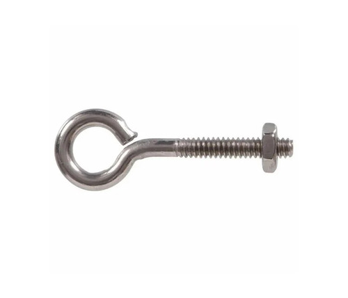 2 Inch Stainless Steel Eye Bolt - Material Grade 304, Silver Color, Polished Surface Finish | Industrial Grade for Fitting Use