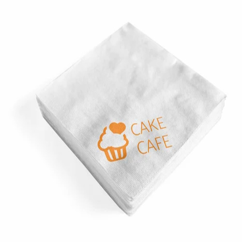 Custom Printed Tissue Paper Napkin - 2 Ply, 27x30 Cm, White Color, Plain Square Shape, 100 Sheets Per Pack | Customizable Size Options