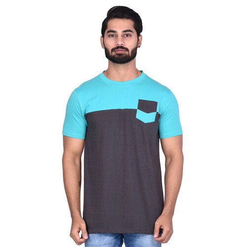 Round Neck Multicolor Cut and Sewn T Shirt