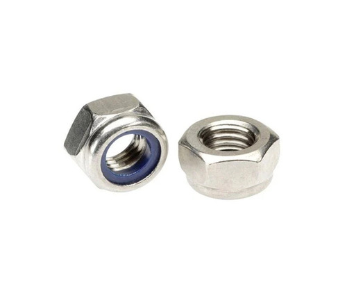 Stainless Steel Nylock Nut - New Hex Shape, Polished Surface | Rust Free, Durable Silver Finish, Ideal for Fitting Use