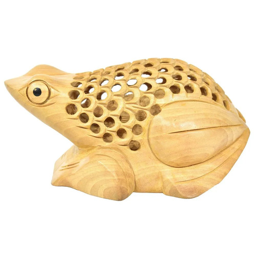 Wooden Statue Animal - Wooden, Customized Size, Antique Brown Color | Frog Design, Corrugated Box Packaging, Decorative Accent