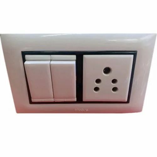 Electrical Switch Board - Polycarbonate, 1M, White | 16A, 5 Pin, 1 Way Socket With Shutter, IP55 Rated, Wall Mounted, Overheating Protection