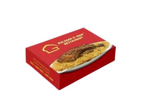 Biryani Packaging Box - Multi-Color Printed Paper | Red Design, Eco-Friendly Material, Ideal for Takeaway and Catering Services