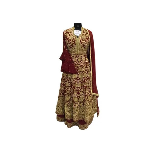 Bridal Wear Golden Embroidered Long Suit