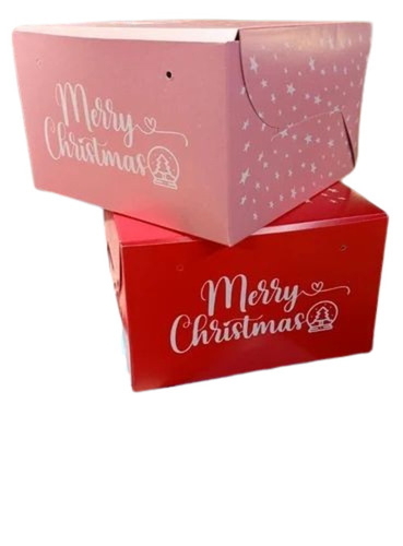 Christmas Gift Packaging Box - 500 Gram Capacity, 8x8x5 Inch Dimensions, Red Paper Material, Square Shape | Ideal for Holiday Gifting and Festive Presentations