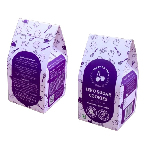 Cookie Packaging Box - Paper, 250g Capacity, Square Shape | Multi Color Printed Design