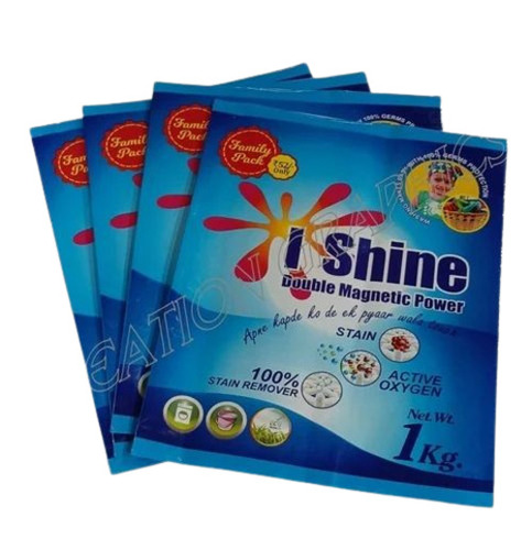 Detergent Powder Packaging Pouch - PP Material, Printed Glossy Finish, Blue Color | Roll Packaging Type, Ideal for Detergent Products