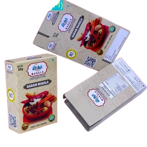 Garam Masala Packaging Box - Multi Color Printed Paper | Ideal for Spice Storage and Presentation