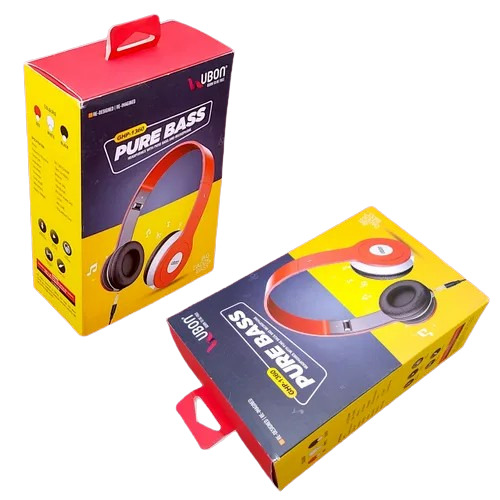 Headphone Packaging Box - Unbleached Kraft Paperboard, Rectangular Shape, 350-400 GSM, Multi Color, Biodegradable with Embossing Finish