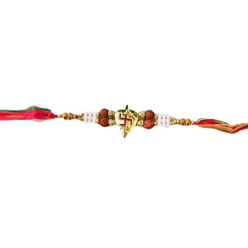 Indian Traditional Rakhi - Foam Material, Modern Appearance, Multicolor, Gold Finishing | Lightweight, Easy to Clean, Religious Style