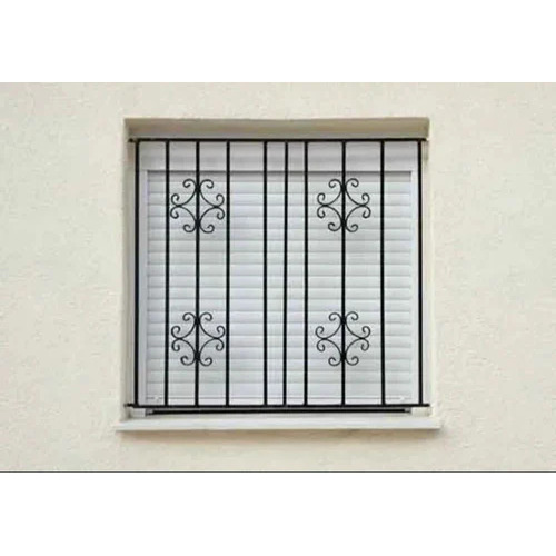 Iron Window Grill - Iron Material, Black Color, Painted Surface Finish | Eco-Friendly, Easily Assembled, Welding Technique