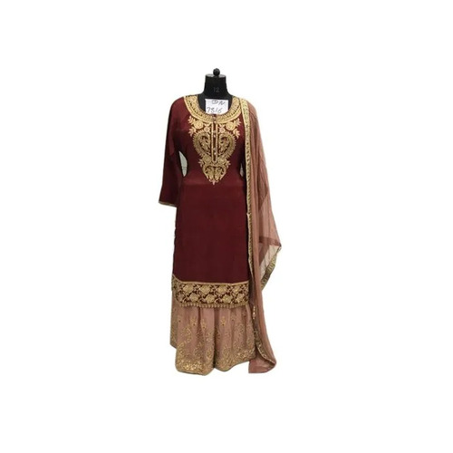 Ladies Round Neck Embroidered Georgette Suit