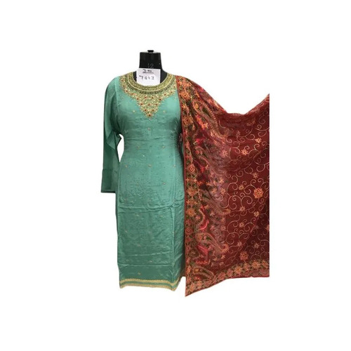 Ladies Round Neck Embroidered Suit