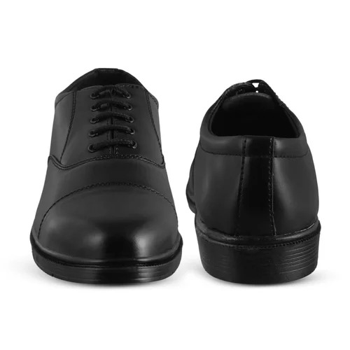 Leather Oxford Police Shoe - Leather All Sizes Black Color | Lace Closure Plain Design for Men