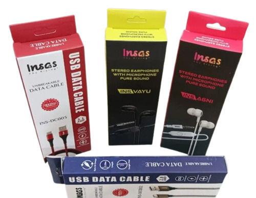 Mobile Accessories Packaging Box - Bleached Kraft Paperboard, Rectangular, Multi Color | Spot UV Printing, Gloss Varnish Finish, Disposable, <2 Kg Capacity