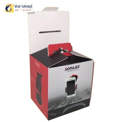 Mobile Holder Packaging Box - Kraft Paper, Square Shape, Multi Color, 300 GSM, Handmade with Matte Finish & Spot UV Finish