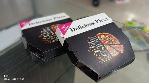 Pizza Packaging Box - Paper Material, Multi Color Printed Design | Eco-Friendly, Versatile for Various Pizza Sizes
