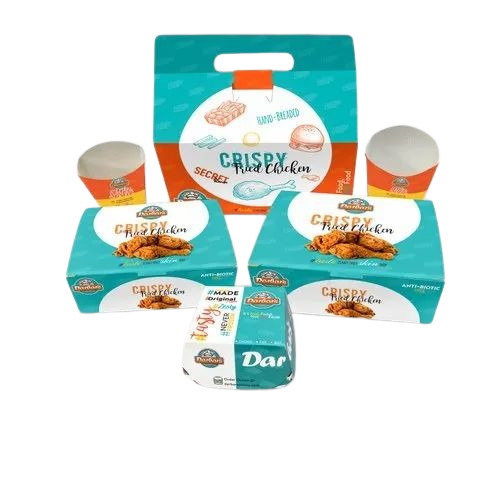 Printed Food Packaging Box - Multi Color, Paper Material , Perfect for Versatile Food Presentation and Eye-Catching Display