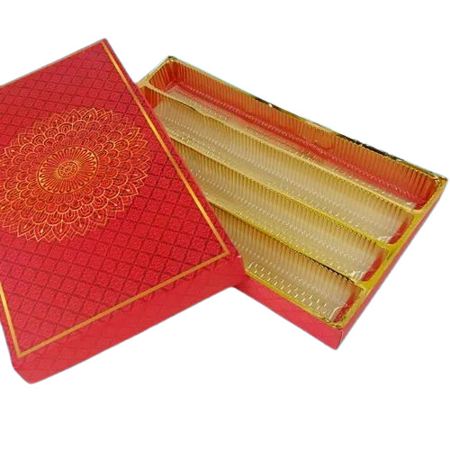 Sweet Packaging Box - Paper Material, Rectangular Shape, Red Color | Customized Printed Design for Elegant Sweets Presentation