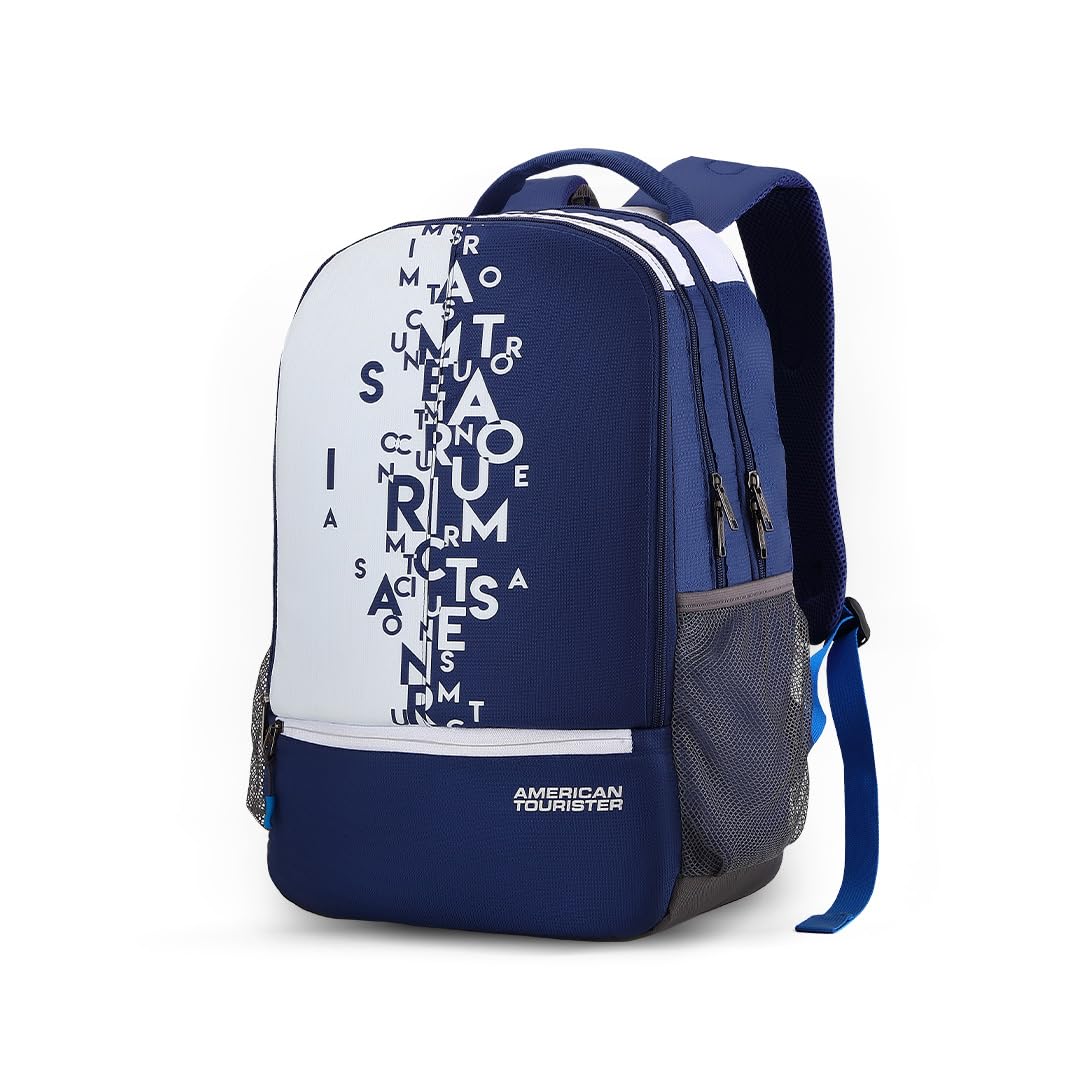 American Tourister Fizz 32L Blue Backpack School bag for travel with Organizer Bottle compartment water resistant