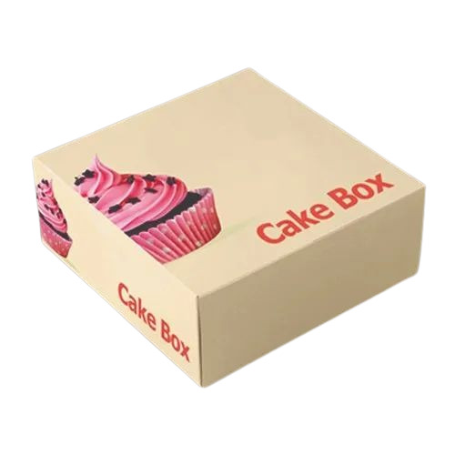 Cake Packaging Box - Cardboard, 8x8x4 Inch, Multi Color Printed | Rectangular Shape, Durable Material, Ideal for Bakery Use