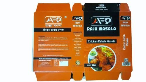 Chicken Masala Packaging Box - Paper Material, Multi Color Printed Design | Ideal for Storing and Presenting Spice Blends