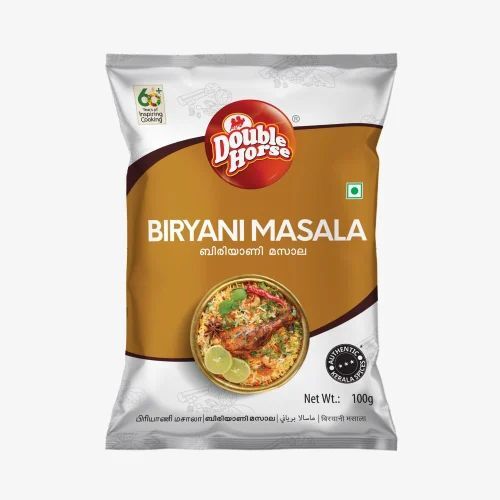 Double Horse Biriyani Masala - 100 Grams, A Grade Powder with Spicy Taste, Brown Color, 12 Months Shelf Life, FSSAI Certified | Dry Storage Required