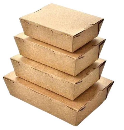 Food Packaging Box - Cardboard Material, Square Shape, Brown Color | Plain Design Suitable for Food Storage