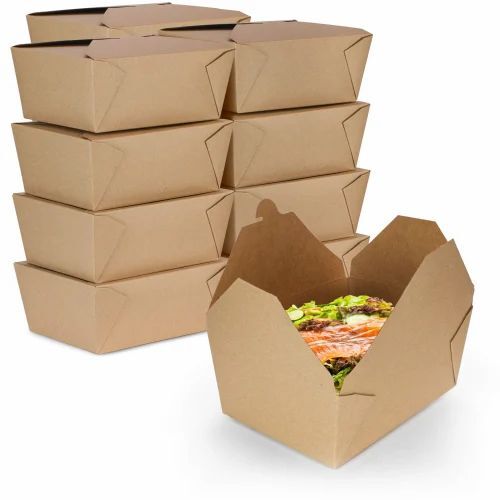 Paper Food Boxes - Brown Paper Material, Square Shape | Plain Design for Versatile Food Packaging Solutions