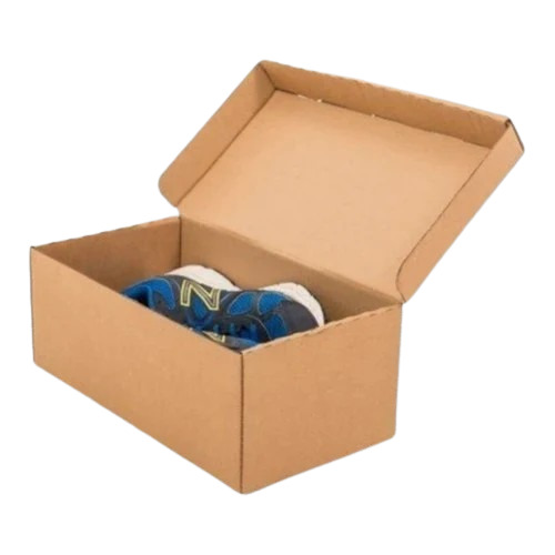 Shoes Packaging Box - Corrugated Paper, 3 Ply Thickness 125 GSM, Rectangular Shape, Brown Color, Matte Finish, Termite Resistant