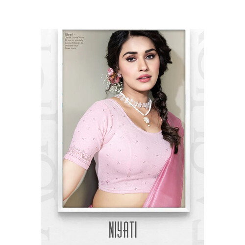 Short Sleeve Ladies Designer Blouse - Jacquard Fabric Available in 12 Colors | Stylish Craftsmanship All Season Comfort Elegant Look for Ethnic and Party Wear