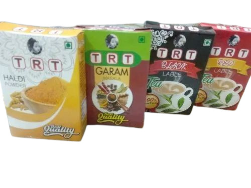 Spice Packaging Box - Recycled Paperboard, Rectangle Shape, Matte Finish, 200-270 GSM, Multi Color Design | Weight Holding Capacity <2 Kg, Gloss Matte Effects