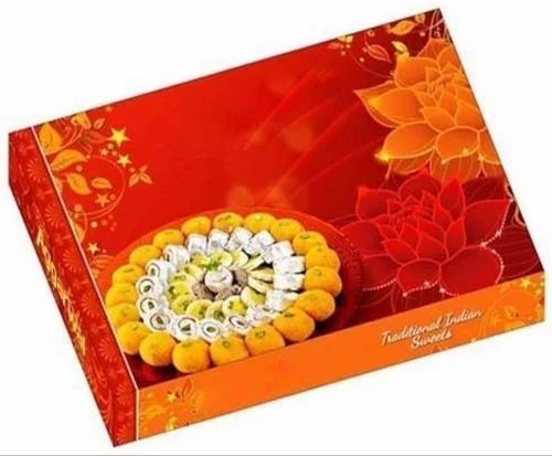 Sweet Packaging Box - Multi Color Printed Paper | Features: Red Color, Ideal for Gifting and Presenting Sweets in Style