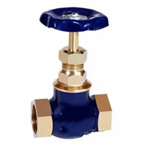 Brass Valves - Brass Material Customized Size Color Coated Blue Maximum Working Temperature 45Â°C | Industrial Use for Acid Media