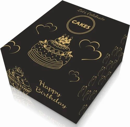 Corrugated Cake Box - 8x8x5 Inch Size, Multi Color Design | Durable Corrugated Paper Material, Printed Design for Elegant Cake Packaging