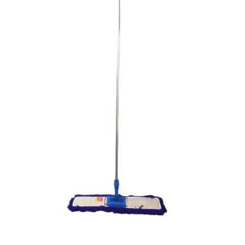 Dry Mop Set 24 Inch - Acrylic Material, 5FT Adjustable Aluminum Handle, White and Blue Color | Efficient Floor Cleaning, Replaceable Head, Detachable Handle