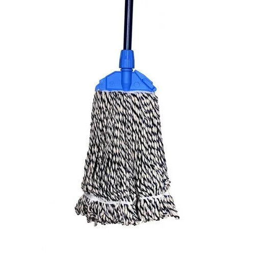 Flat Wet Mop - Microfiber, 18-inch Wide, White And Blue | Flat Mop Head For Efficient Coverage, Swivel Handle For Easy Maneuverability, Absorbent Pad For Deep Cleaning, Durable Design