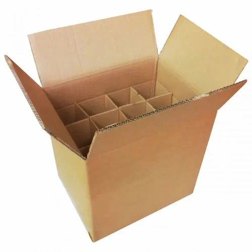 Partition Corrugated Box - 300 GSM Biodegradable Brown Paper, Matte Finish with Spot UV | Ideal for Beverage Use