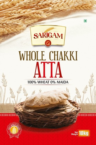 Sarigam Pure Chakki Atta - 100% Wheat Flour, 10 kg | No Maida, Slow Stone Milling, Rich in Dietary Fiber & Protein, Yellowish Tint