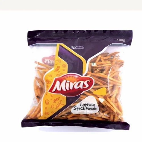 100g Miras Tapioca Stick Masala Chips - FSSAI Certified, Salted | Tasty, Crispy, Fried, 3-Month Shelf Life