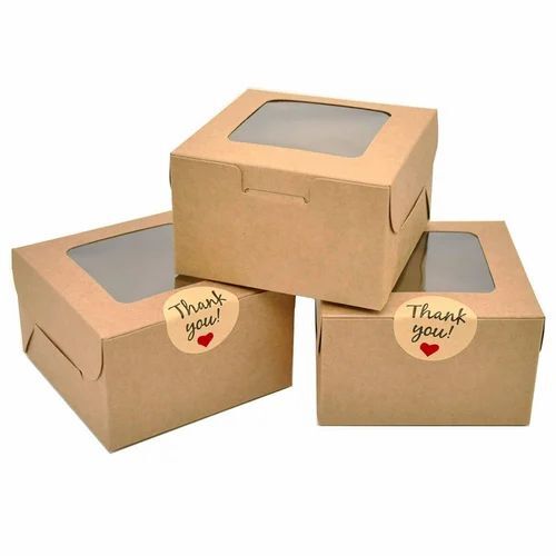Bakery Products Packaging Boxes - Paper Material, Brown Color, Plain Design | Ideal for All Bakery Product Packaging Needs