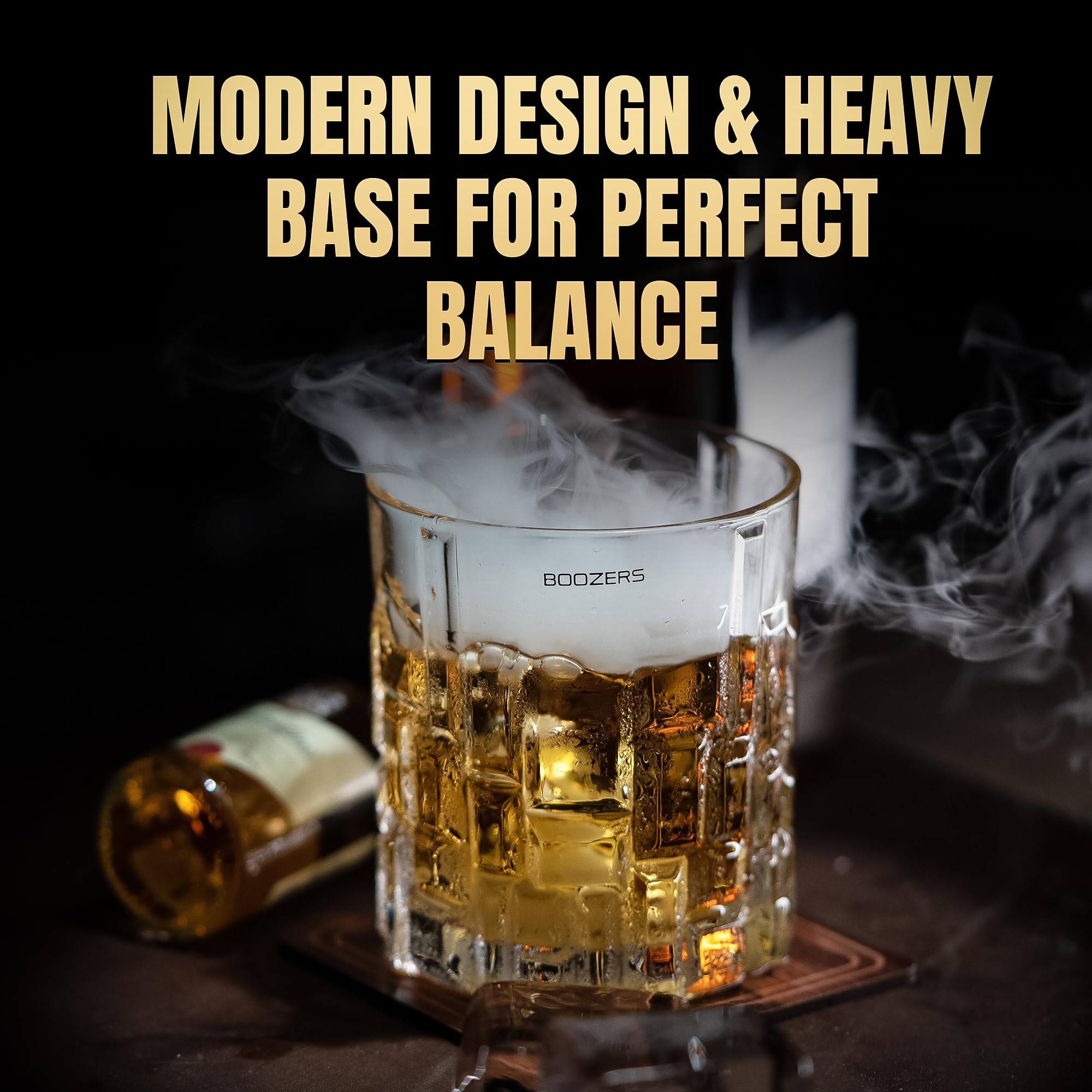 Boozers Premium Cairo Whiskey Glasses | Capacity 300 ML | Mordern Design and Crystal Clear | Ideal for Drinking Scotch, Irish, American and Canadian Whiskey