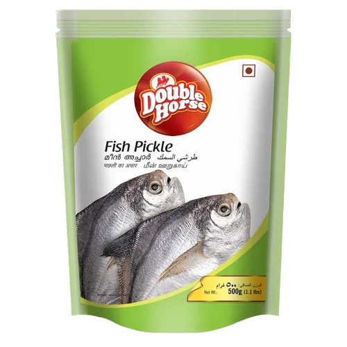 Double Horse Fish Pickle - 500 Grams | Tasty, Healthy, Organic, FSSAI Certified, Salty & Spicy Flavor, Packaged in Quality Packet, 12 Months Shelf Life