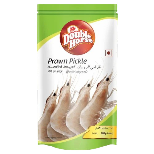 Double Horse Prawn Pickle - 200 Grams Packet | Organic, FSSAI Certified, Tasty and Healthy, Spicy-Salty Flavor, 12 Months Shelf Life