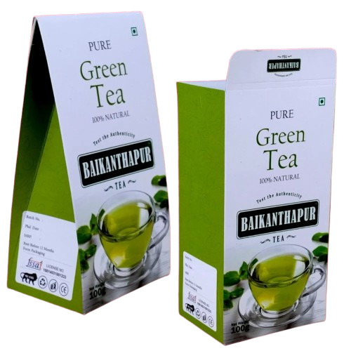 Green Tea Packaging Box - Paper Material, Multi Color Printed Design | Made for Attractive and Eco-Friendly Tea Presentation